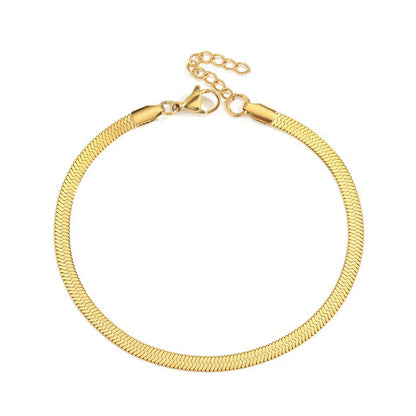 Gold Serpentine Anklet for Women — 18K Gold Plated, Snake Chain, Adjustable