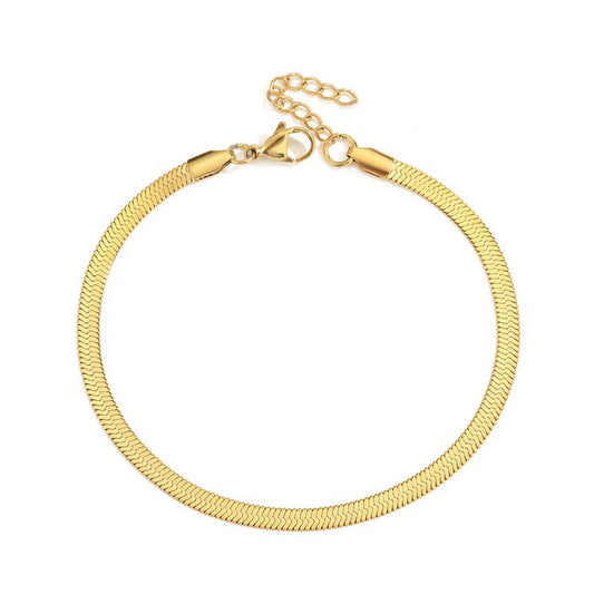 Gold Serpentine Anklet for Women — 18K Gold Plated, Snake Chain, Adjustable