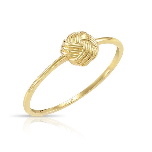 14K Solid Gold Love Knot Ring – Stackable Wedding & Friendship Ring