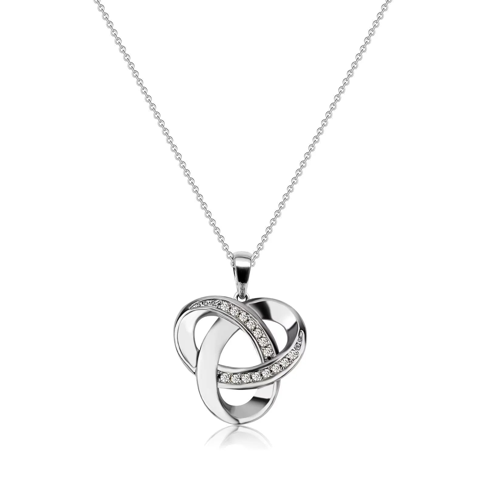 Love Knot Necklaces for Women Sterling Silver Diamond Pendant Necklace, Forever Infinity Silver Necklace for Women(Silver)