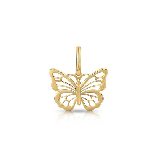 14K Gold Butterfly Pendant Necklace with Delicate 18" Cable Chain