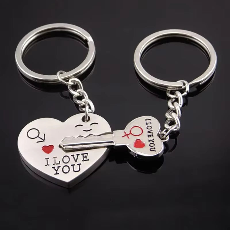 Novelty Couple Keychain Lovers Heart Key Chain Ring Casual Trinket Jewelry Valentine'S Day Wedding Gift Accessories