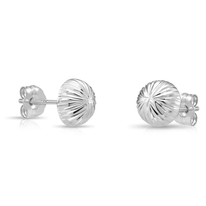 14K Gold Diamond-Cut Sparkle Ball Stud Earrings with Secure Butterfly Pushbacks – 3mm–8mm