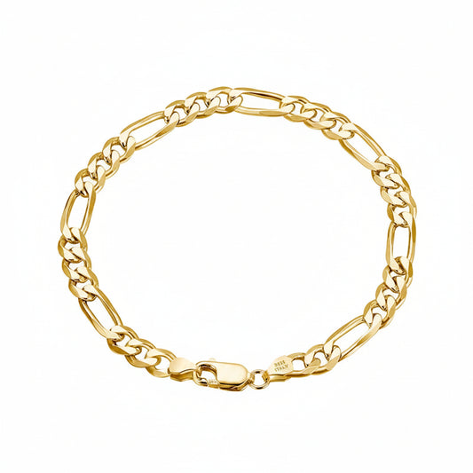 Italian 925 Sterling Silver Men Bracelet 5.0Mm Diamond-Cut Figaro Chain Bracelet for Women Wide Thick Bracelet SB66