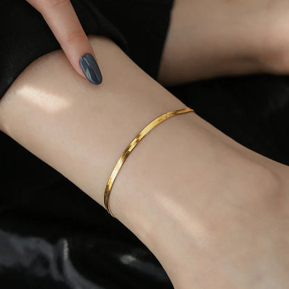 Gold Serpentine Anklet for Women — 18K Gold Plated, Snake Chain, Adjustable
