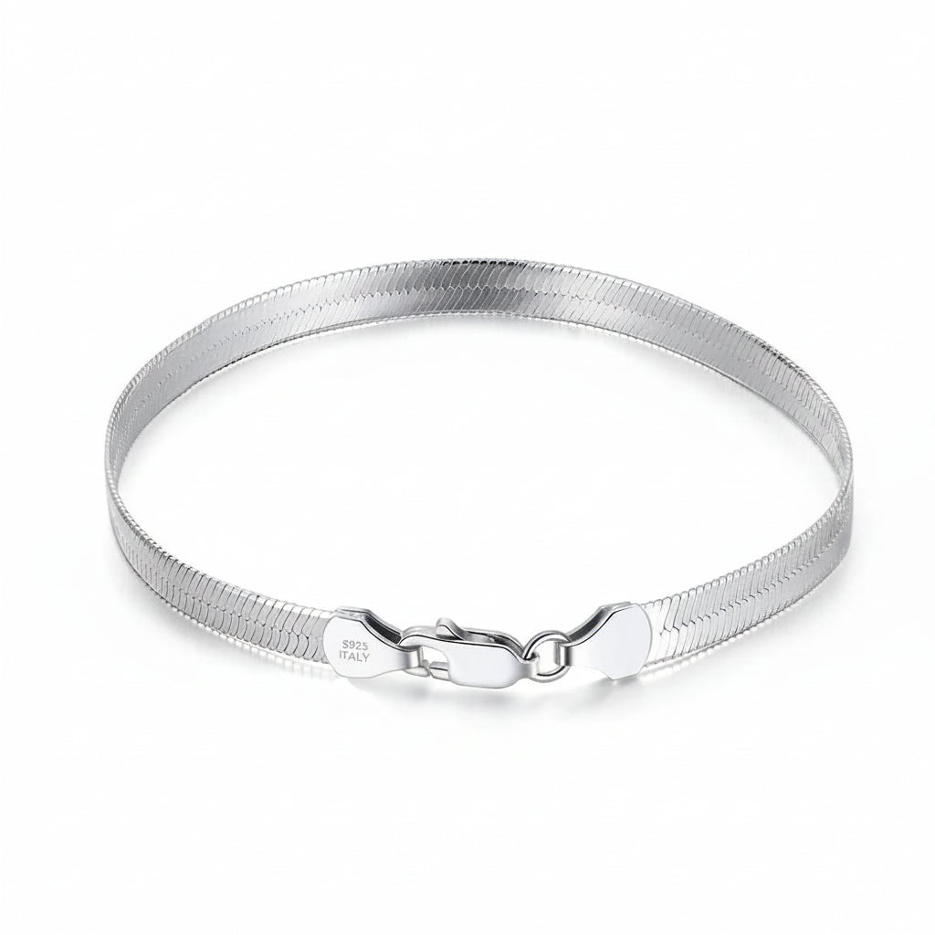 925 Sterling Silver Punk 3Mm/4.5Mm Flexible Flat Herringbone Chain Bracelet for Women Men Fahsion Jewelry SB107
