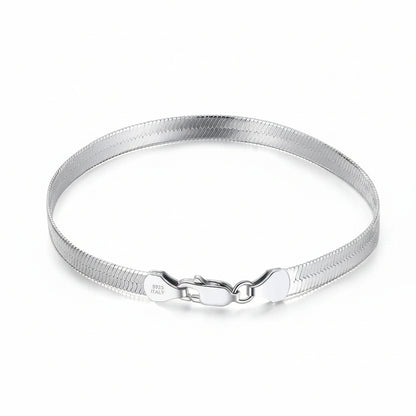 925 Sterling Silver Punk 3Mm/4.5Mm Flexible Flat Herringbone Chain Bracelet for Women Men Fahsion Jewelry SB107