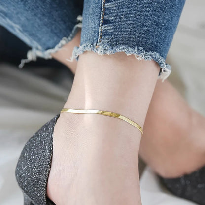 Gold Serpentine Anklet for Women — 18K Gold Plated, Snake Chain, Adjustable