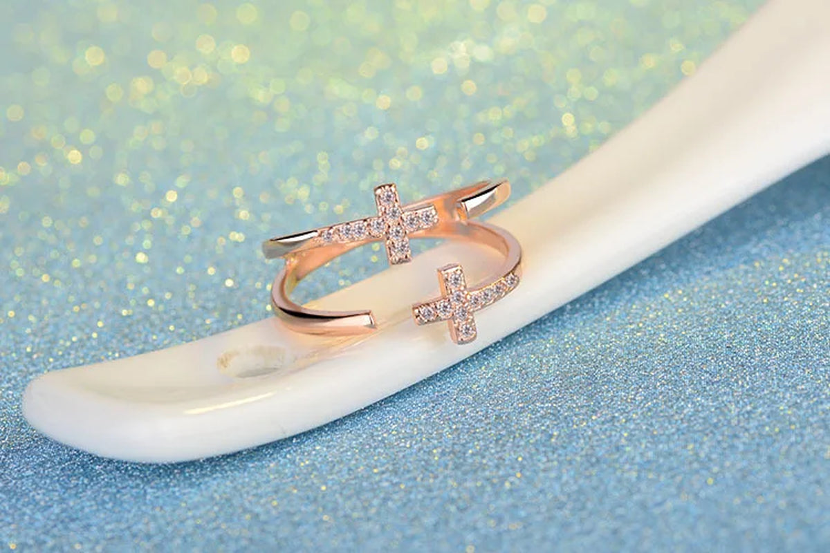Silver 925 Jewelry Silver Rings for Women 925 Sterling Silver Trendy Cross Finger Ring Size Adjustable Support Dropship