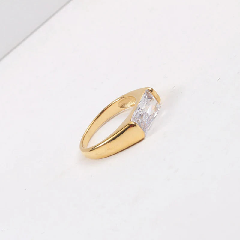 Gold Statement Ring for Women — 18K Gold Plated, 925 Sterling Silver, CZ Accent