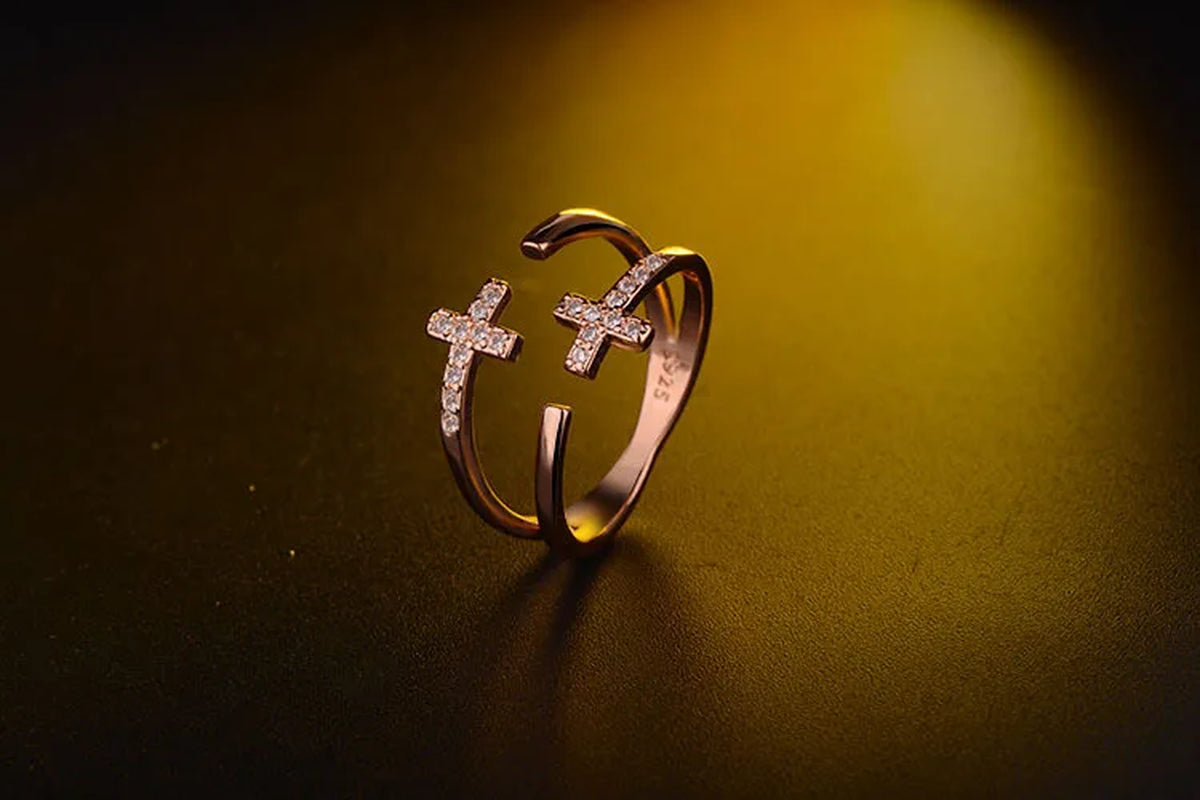 Silver 925 Jewelry Silver Rings for Women 925 Sterling Silver Trendy Cross Finger Ring Size Adjustable Support Dropship