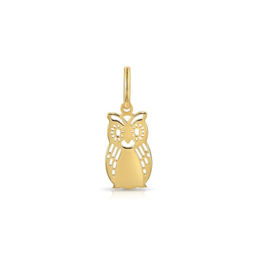 14K Gold Owl Pendant Necklace with 18" Chain