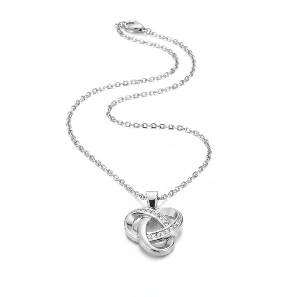 Love Knot Necklaces for Women Sterling Silver Diamond Pendant Necklace, Forever Infinity Silver Necklace for Women(Silver)