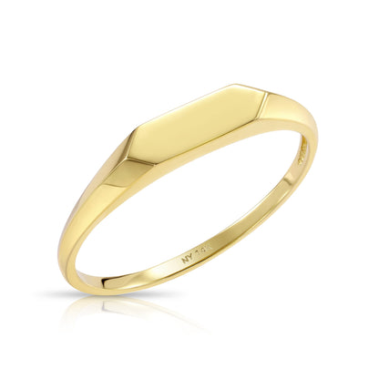 Solid 14K Gold Signet Ring – Dainty Stackable Design