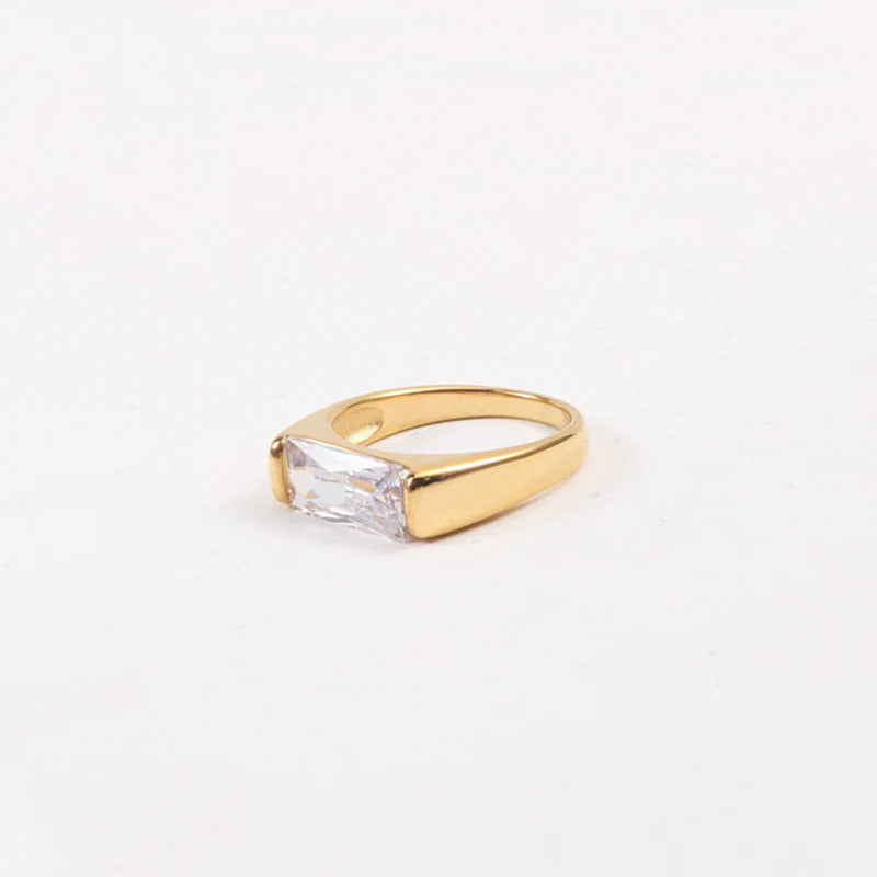 Gold Statement Ring for Women — 18K Gold Plated, 925 Sterling Silver, CZ Accent
