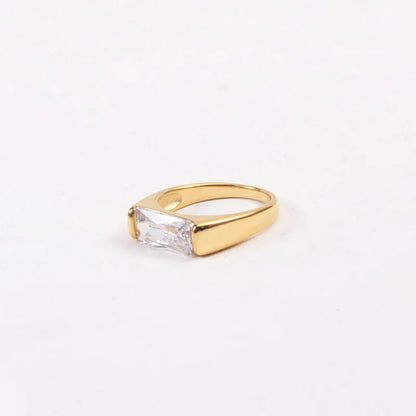 Gold Statement Ring for Women — 18K Gold Plated, 925 Sterling Silver, CZ Accent