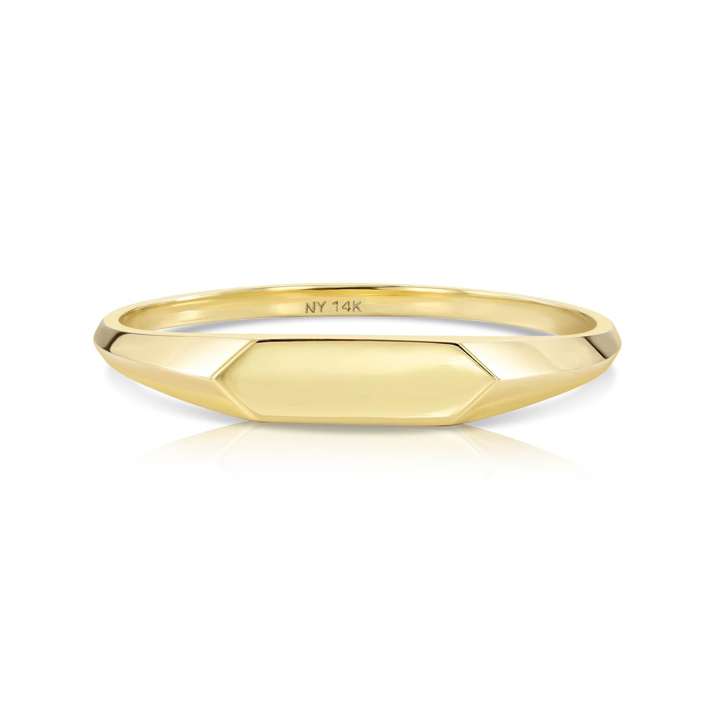 Solid 14K Gold Signet Ring – Dainty Stackable Design