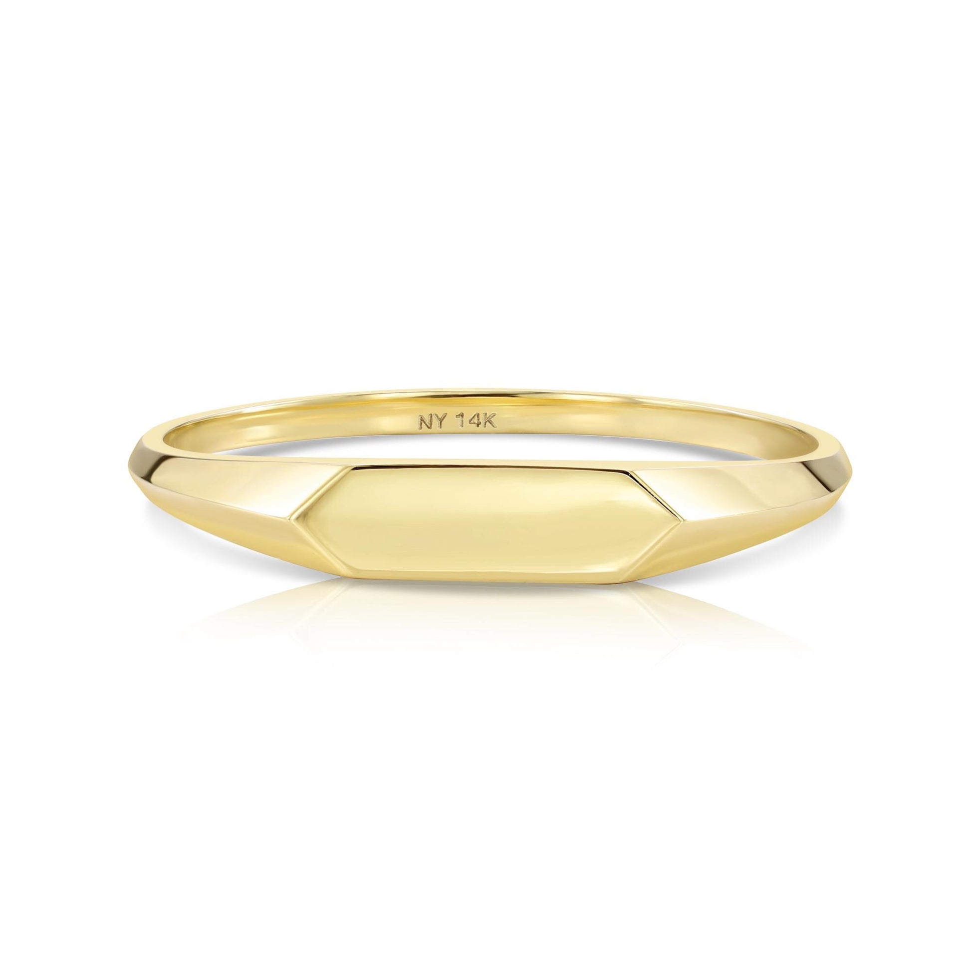 Solid 14K Gold Signet Ring – Dainty Stackable Design